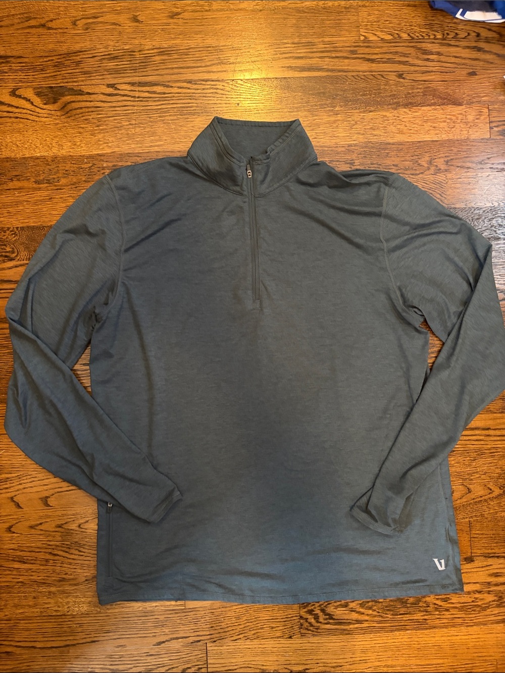 Vuori Quarter-Zip Pullover in Slate Blue. XL